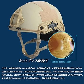 Amazon.co.jp: FAST防弾ヘルメット、NIJ IIIA戦術ヘルメット、レベル2