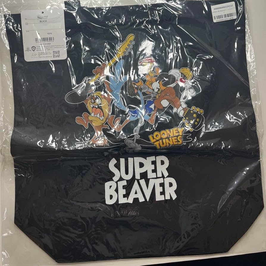Amazon.co.jp: SUPER BEAVER × LooneyTunes コラボ トートバッグ 黒