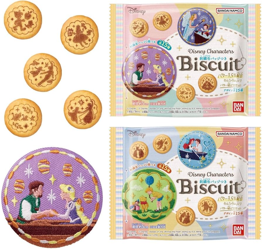 Amazon | Disney Characters 刺繍缶バッジビスケット 12個入りBOX (食