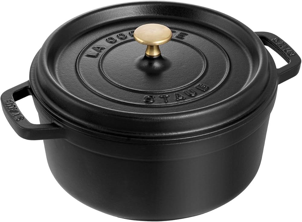 STAUB Cast Iron Dutch Oven 4-qt Round Cocotte, Made in France