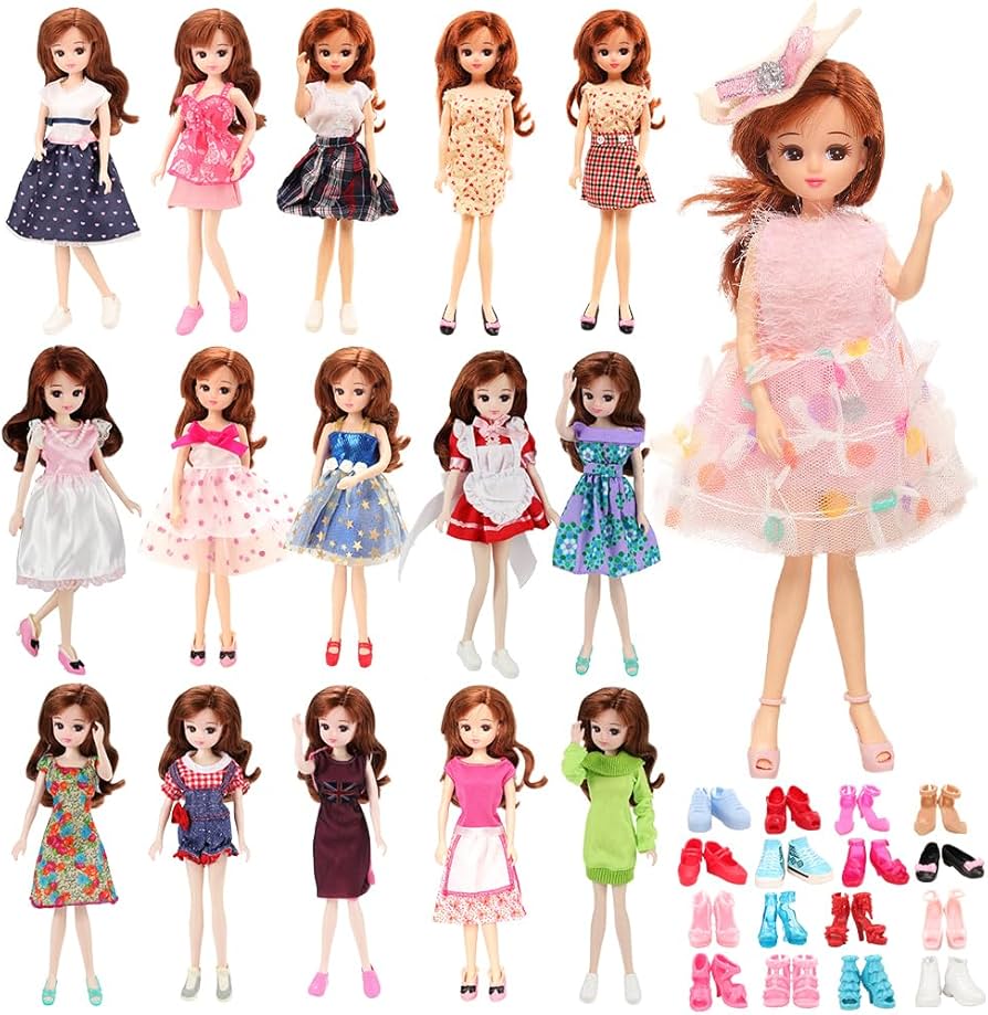 Amazon.co.jp: Barwa りかちゃん人形用ドレス 22㎝人形用洋服 6個