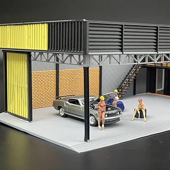 Amazon | 1/64 自動車修理工場モデルミニカーガレージシーンモデルカー