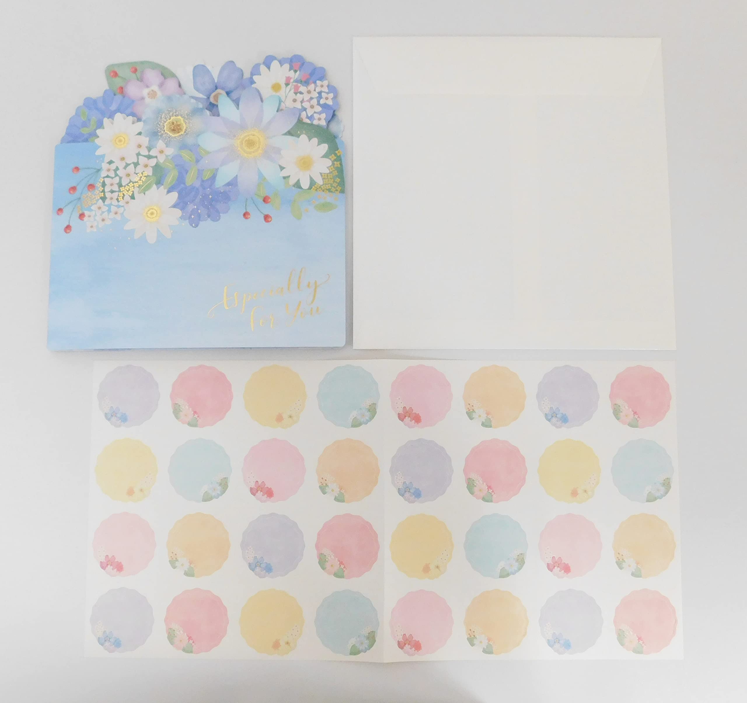 Amazon | ゼットアンドケイ フラワー三つ折り色紙 メッセージシール32
