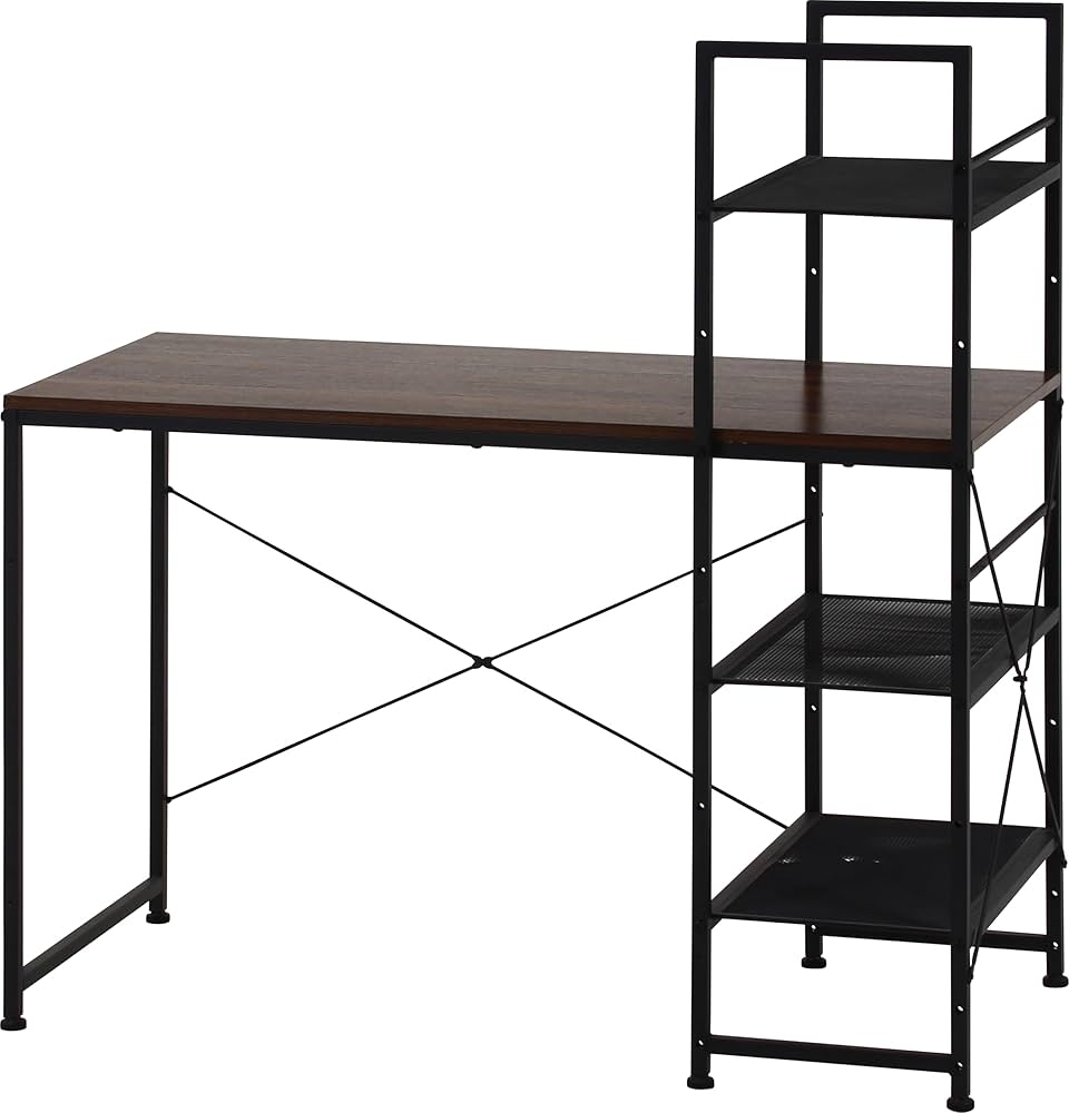 Amazon.co.jp: 不二貿易 ラック付きデスク パソコンデスク 幅110×奥行