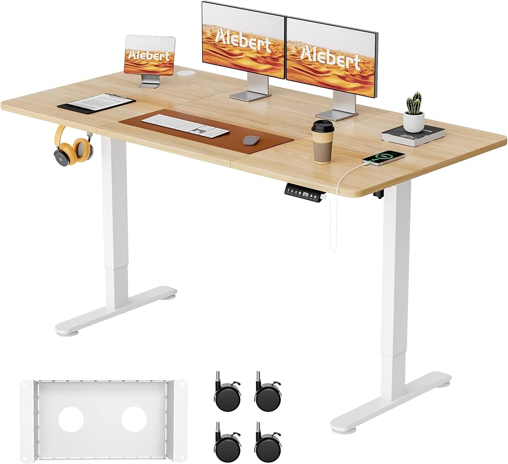 Amazon | Alebert｢アレベルト｣ 電動式 昇降デスク 昇降式デスク 幅140