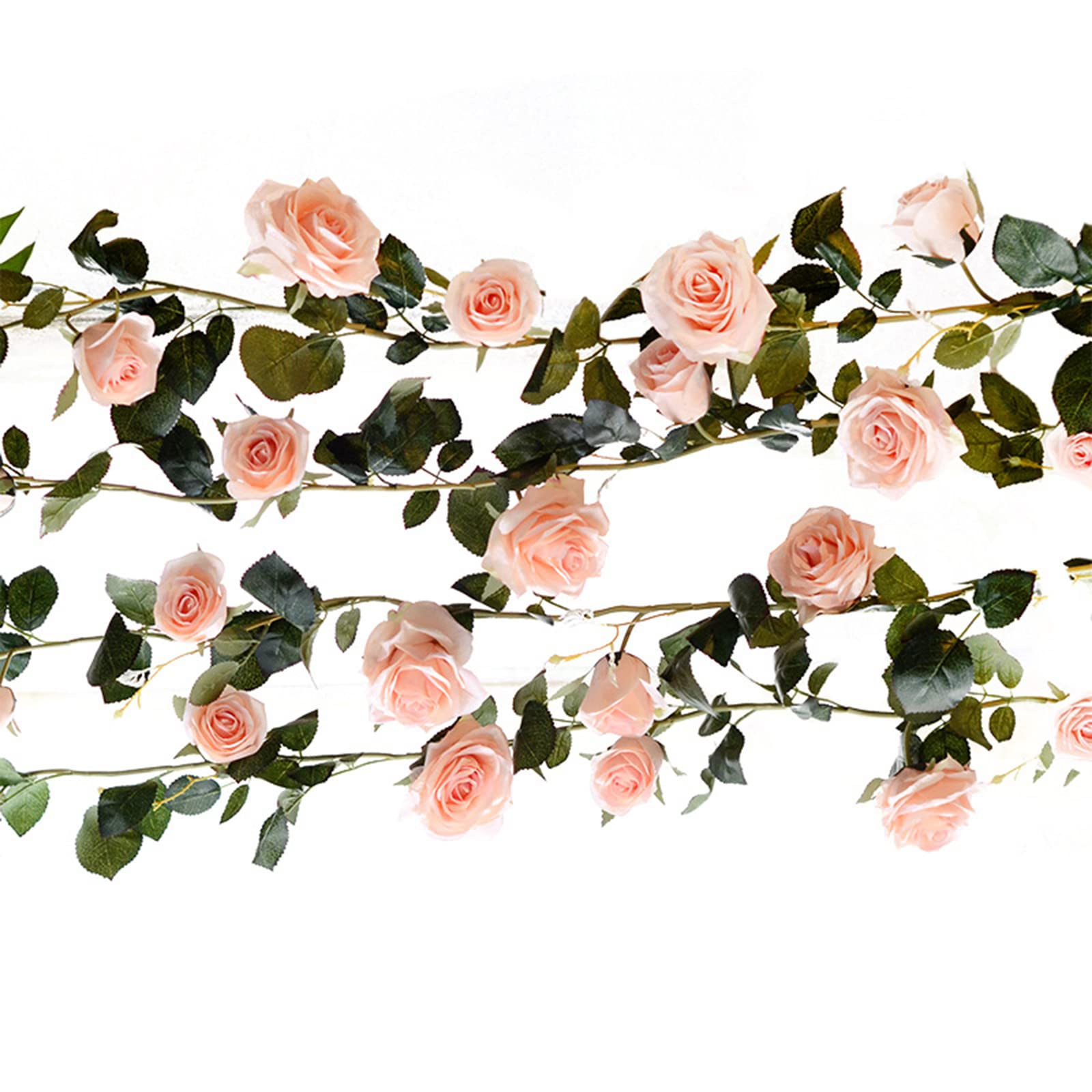 Amazon｜バラ 造花 ピンク 薔薇 飾りつけ フェイクグリーン ガーランド