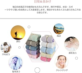 Amazon｜フェイスタオル マイクロファイバー タオル 瞬間吸水 速乾