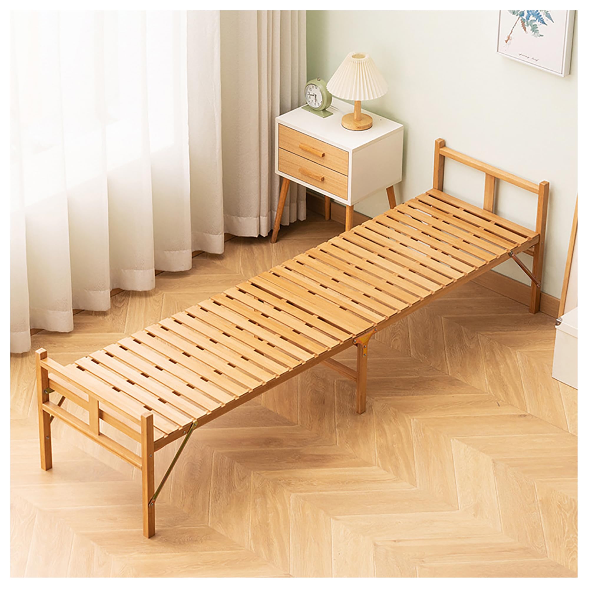 Amazon｜竹製折りたたみベッド シングルベッド 組立不要 スペースの