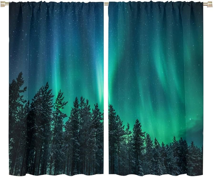 Amazon｜オーロラカーテン ナイトフォレスト ブルー 神秘的な星空