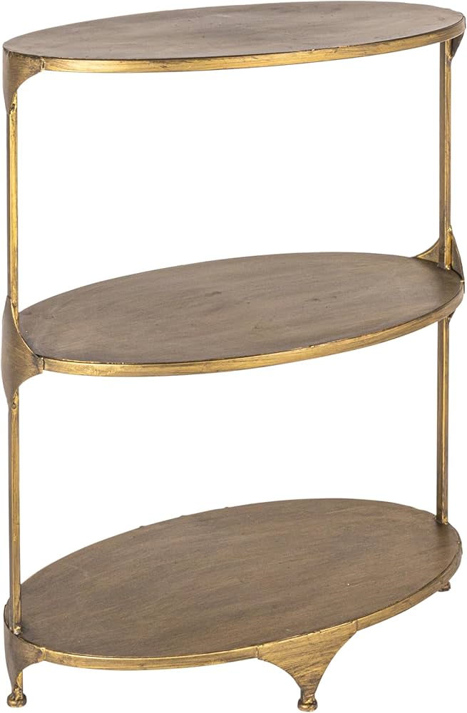 Amazon.com: Creative Co-Op Antique Gold Oval Metal 3-Tier Shelf