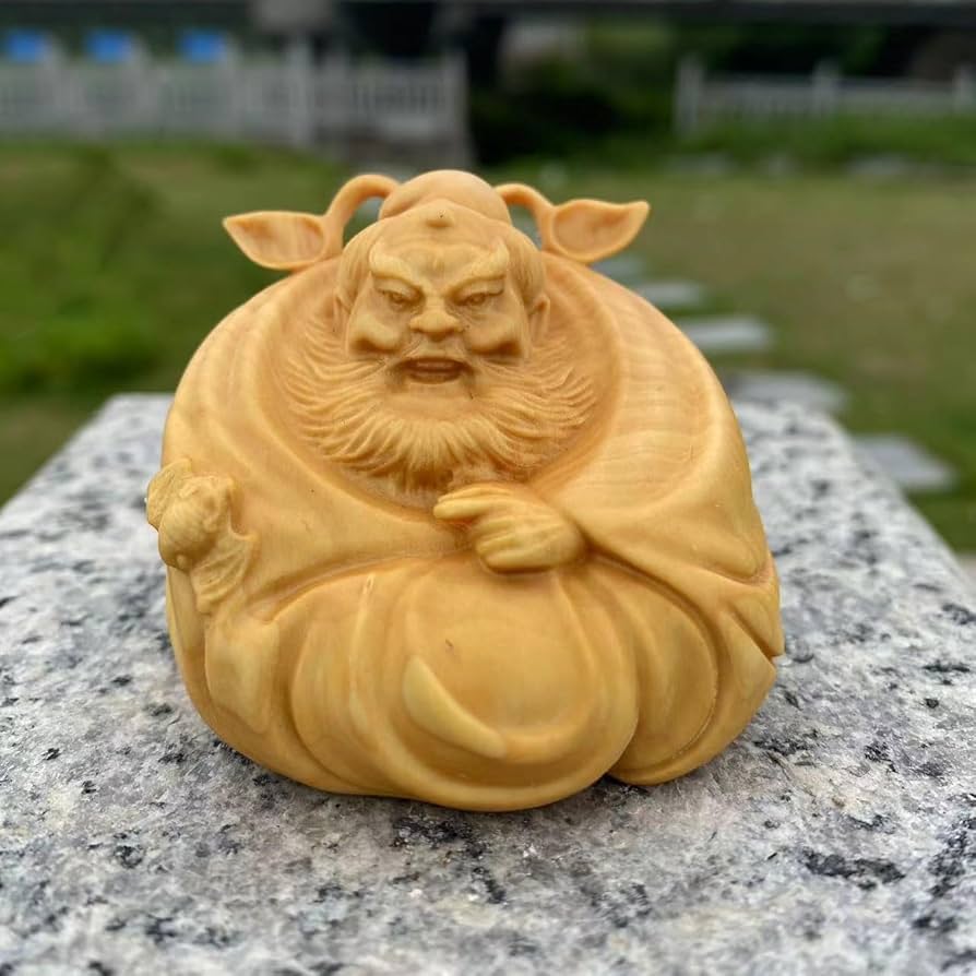 Amazon｜木彫りの仏像【鍾馗さん】柘植 6cm 木製彫刻 鍾馗様 置物 鍾馗