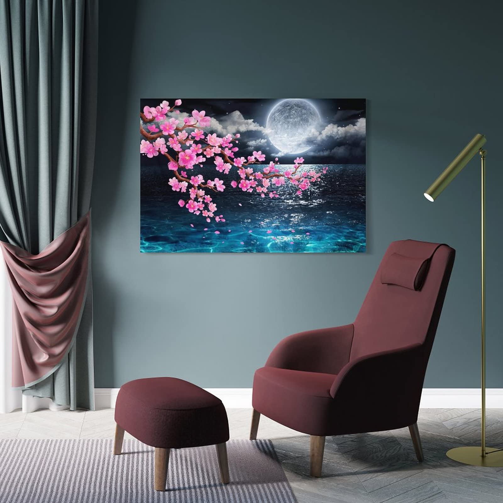 Amazon.co.jp: アートパネル 桜 夜景 海 星空 満月の夜空 インテリア