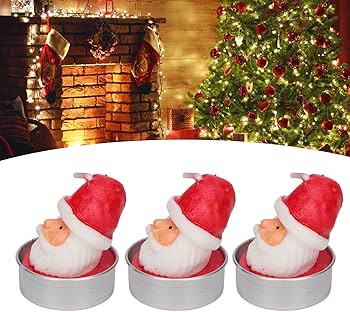 Amazon.co.jp : クリスマスサンタキャンドル 3個 サンタの香り付き