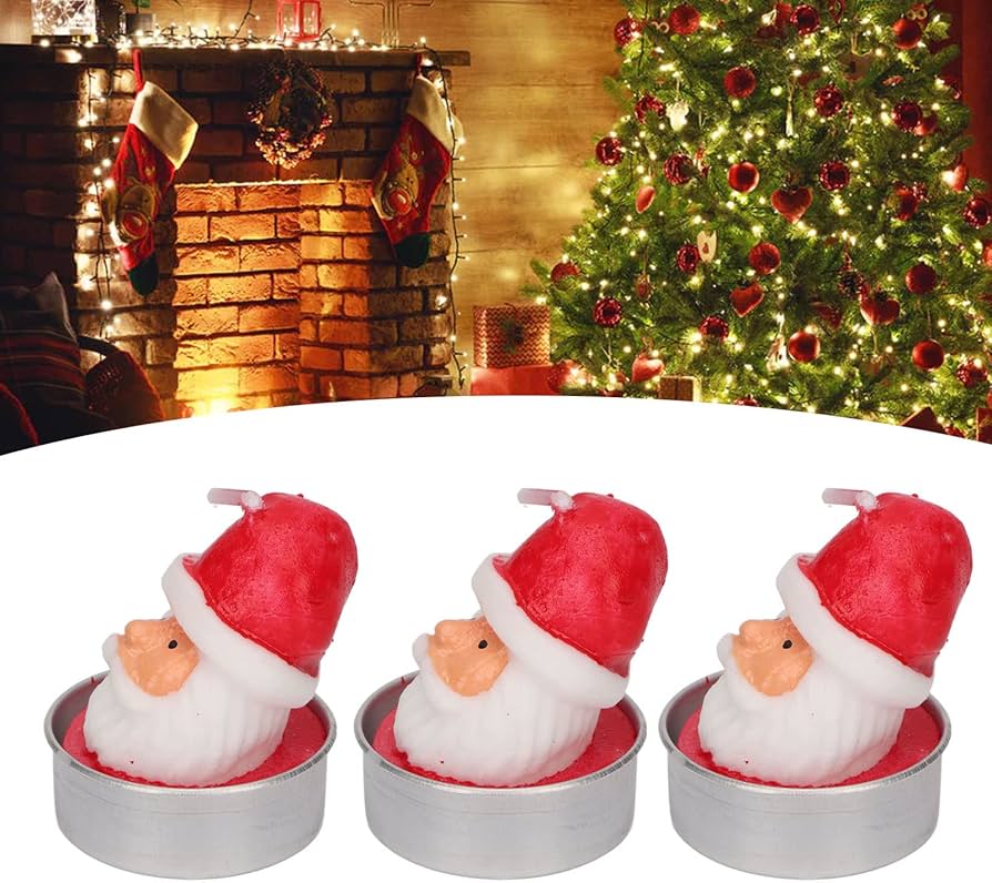 Amazon.co.jp : クリスマスサンタキャンドル 3個 サンタの香り付き