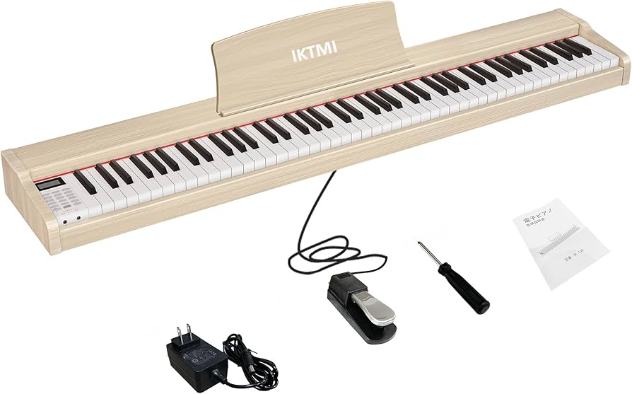 Amazon | IKTMI 電子ピアノ 88鍵盤 ペダル付き 木製 電子 ピアノ 88鍵