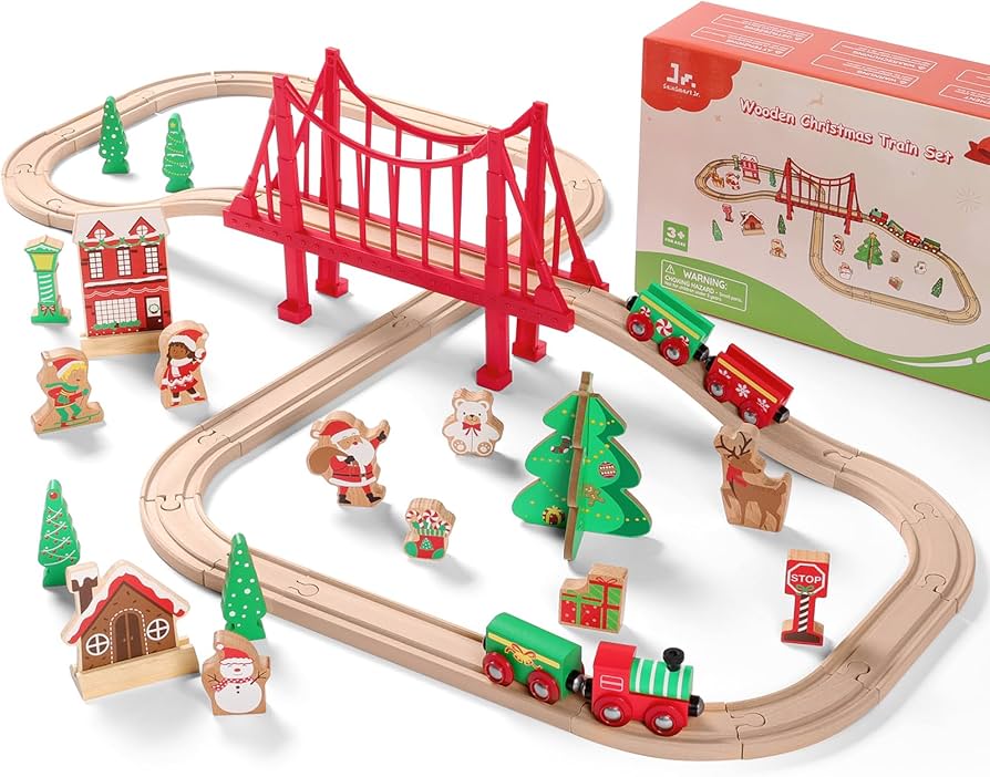 Amazon.com: SainSmart Jr. Wooden Train Set 50 Pcs Train Set - Toy