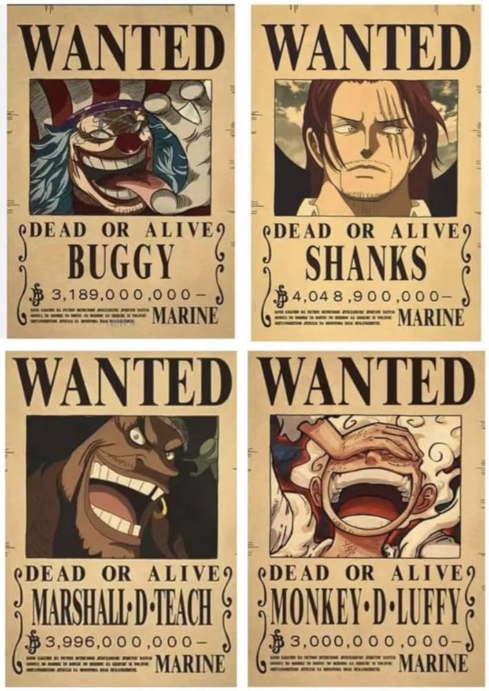 Amazon.co.jp: ワンピース ONEPIECE 手配書 懸賞金 ポスター 4枚セット