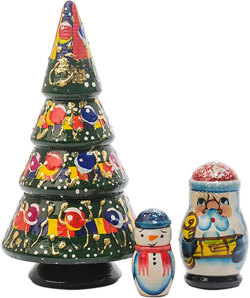 Amazon | クリスマスツリー入れ子人形 4個/5インチ ロシア