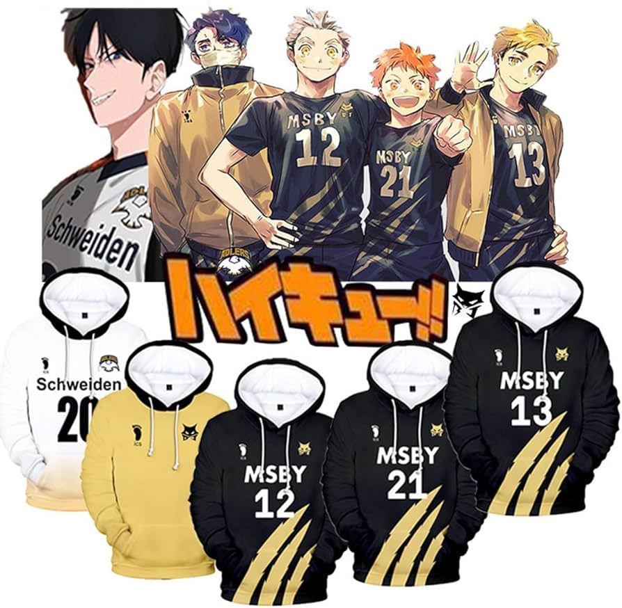 Amazon | ハイキュー ！！黒狼隊 パーカー 長袖 日向翔陽 宮侑 木兎