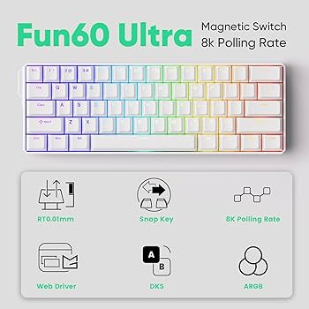 MONSGEEK FUN60 Ultra-Fast 8K Trigger Gaming Keyboard, TMR Magnetic
