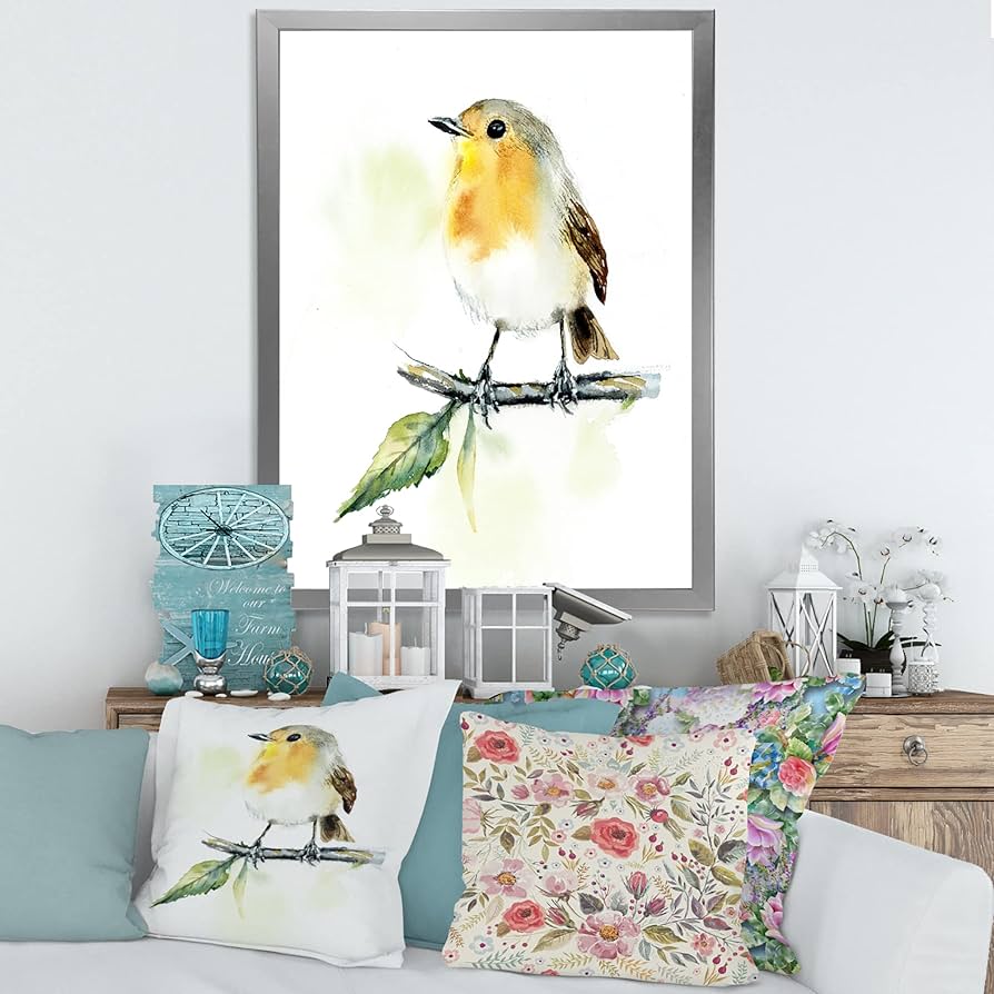 Amazon.co.jp: DesignQ 枝の上の小さなロビンバード トラディショナル