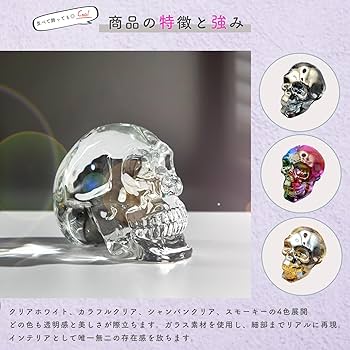 Amazon.co.jp: S.T.S.G 髑髏 スカル ドクロ 置物 透明 オブジェ
