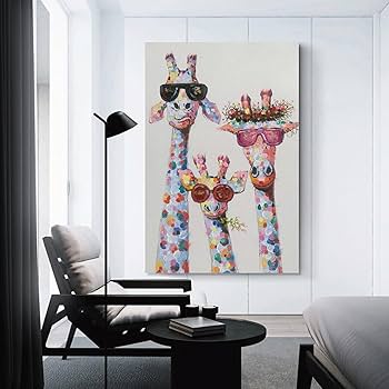 Amazon.co.jp: サングラスをかけた3頭のキリン アートパネル 子供