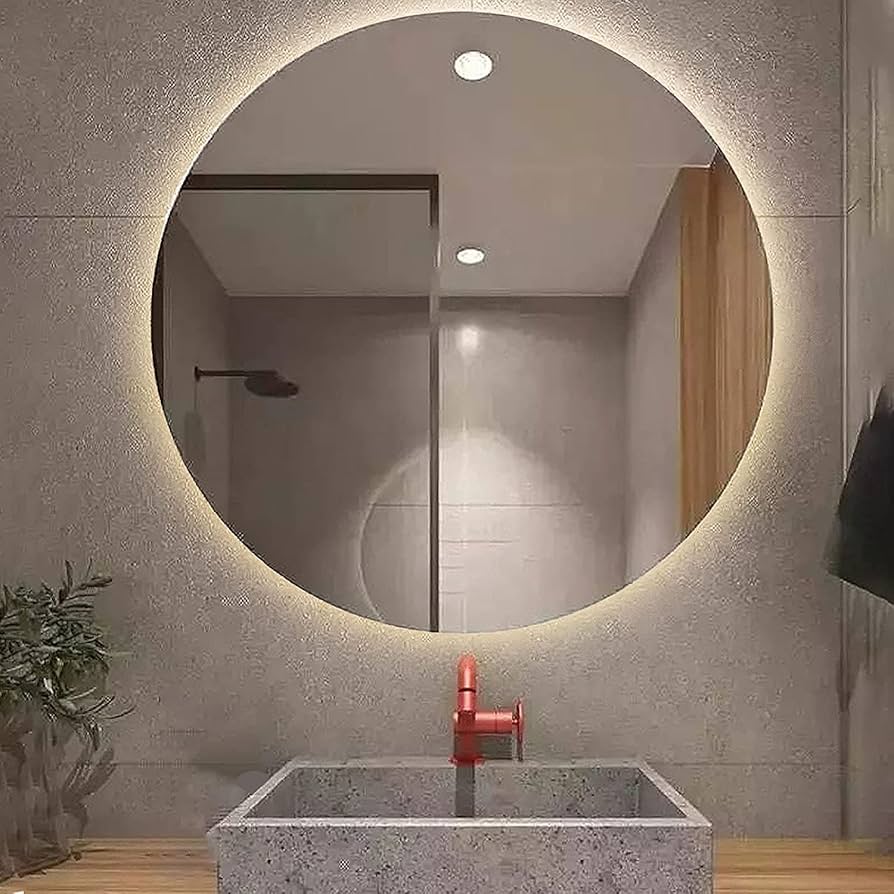 Amazon.co.jp: 洗面台 鏡 浴室 鏡 LED ミラー，60/70/80/90cm丸型 壁掛