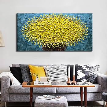 Amazon.co.jp: 現代油絵 アートフレーム ポスター 3Dの黄色い花の
