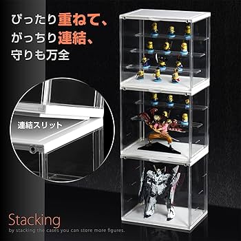 Amazon.co.jp: アクリルフィギュアケース 3段棚付き 積み重ね可能 透明