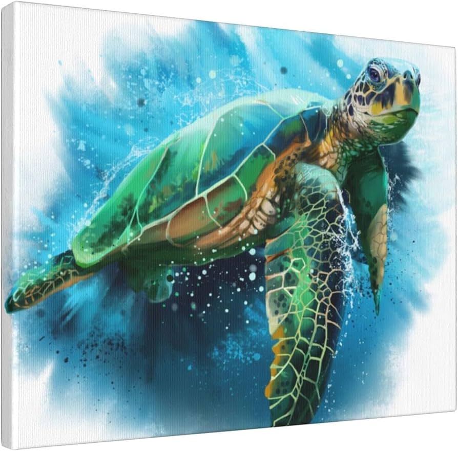 Amazon.co.jp: アートパネル ポスター 絵画 ウミガメ 水彩画 動物 亀柄