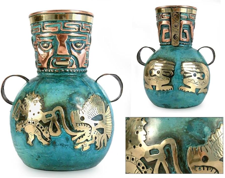 Amazon.co.jp: ペルー 青銅 ・ 銅 フラワー ベース インカの漁師 花器