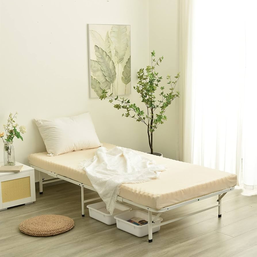 Amazon｜KJUUJE パイプベッド シングル 収納 折畳ベッド ホワイト