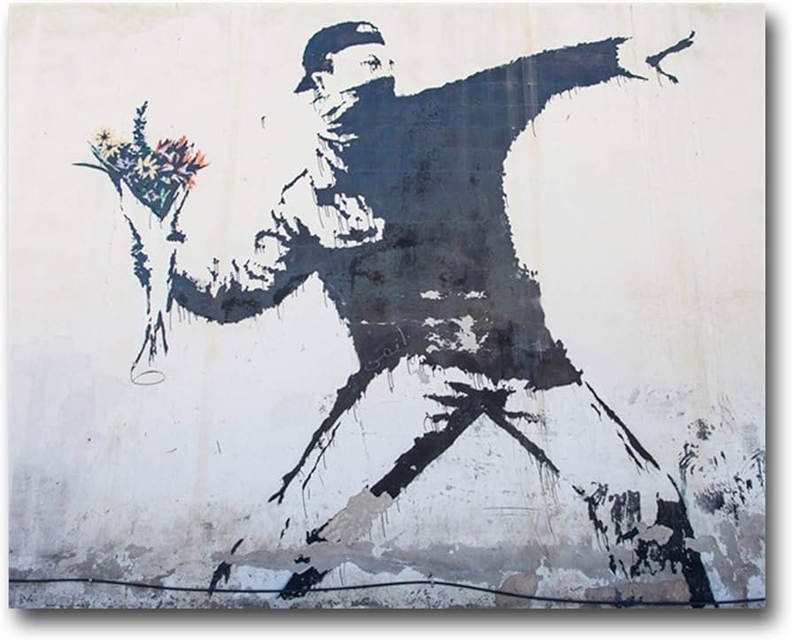 Amazon｜「愛は空中にある」バンクシーキャンバスアートポスター絵画