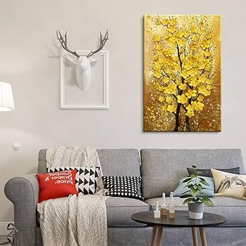 Amazon.co.jp: アートパネル風水絵玄関油絵絵画金運アップお幸運の木