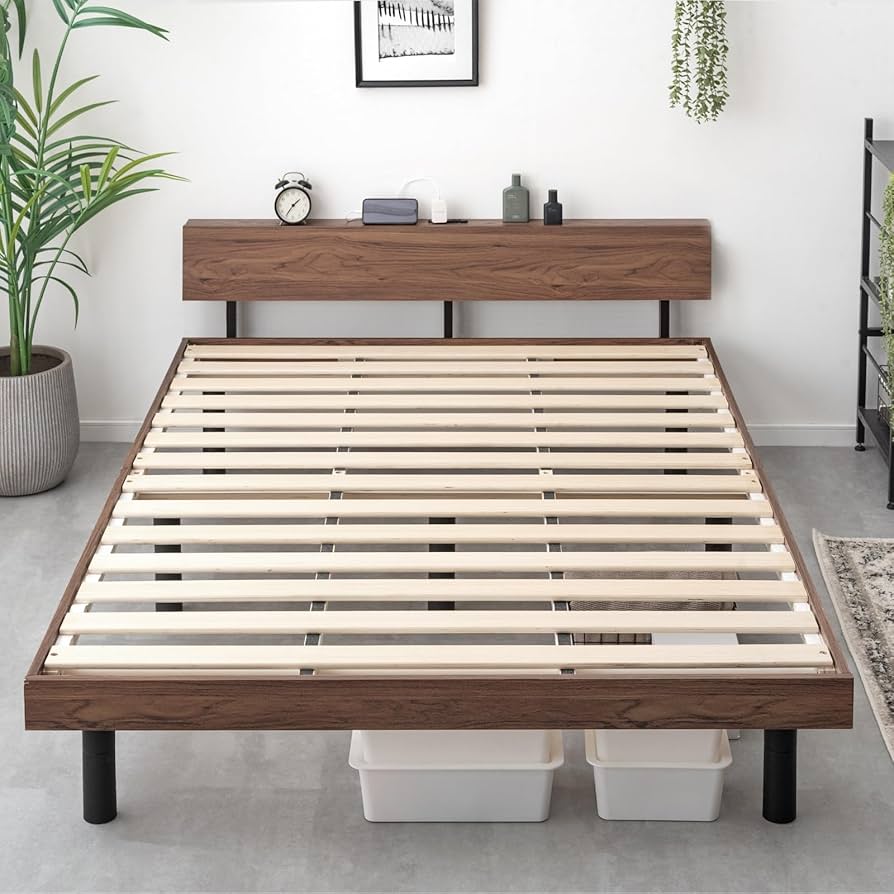 Amazon｜タンスのゲン ベッド シングル 宮棚付き 耐荷重300㎏ 2口