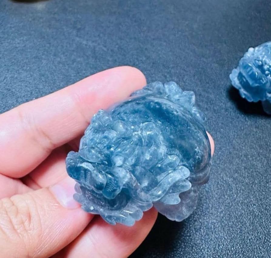 Amazon.co.jp: 天然石 ブルーフローライト 龍亀 ロングイ 置き物
