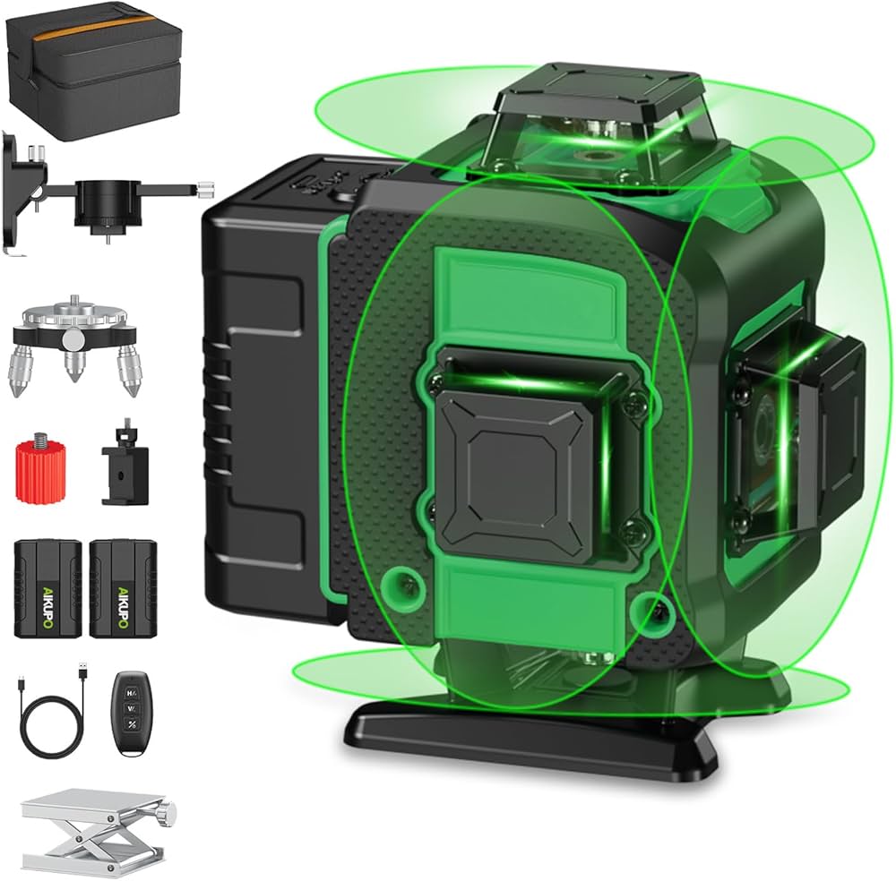 Amazon | AIKUPO レーザー墨出し器 360°で調節可能な4Dレーザーレベル