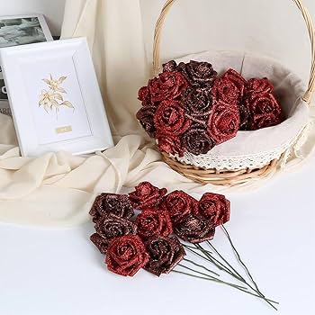 Amazon｜Shapescode グリッターローズブーケ、バラ 造花 フレッシュ
