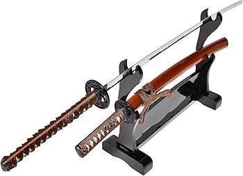 Amazon | 【模造刀】【居合刀】大小刀金茶鞘 漆黒塗木台刀掛セット【五