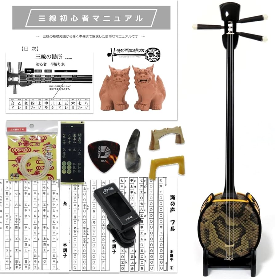 Amazon.co.jp: 三線 標準サイズ沖縄三線 初心者用ベーシックセット +