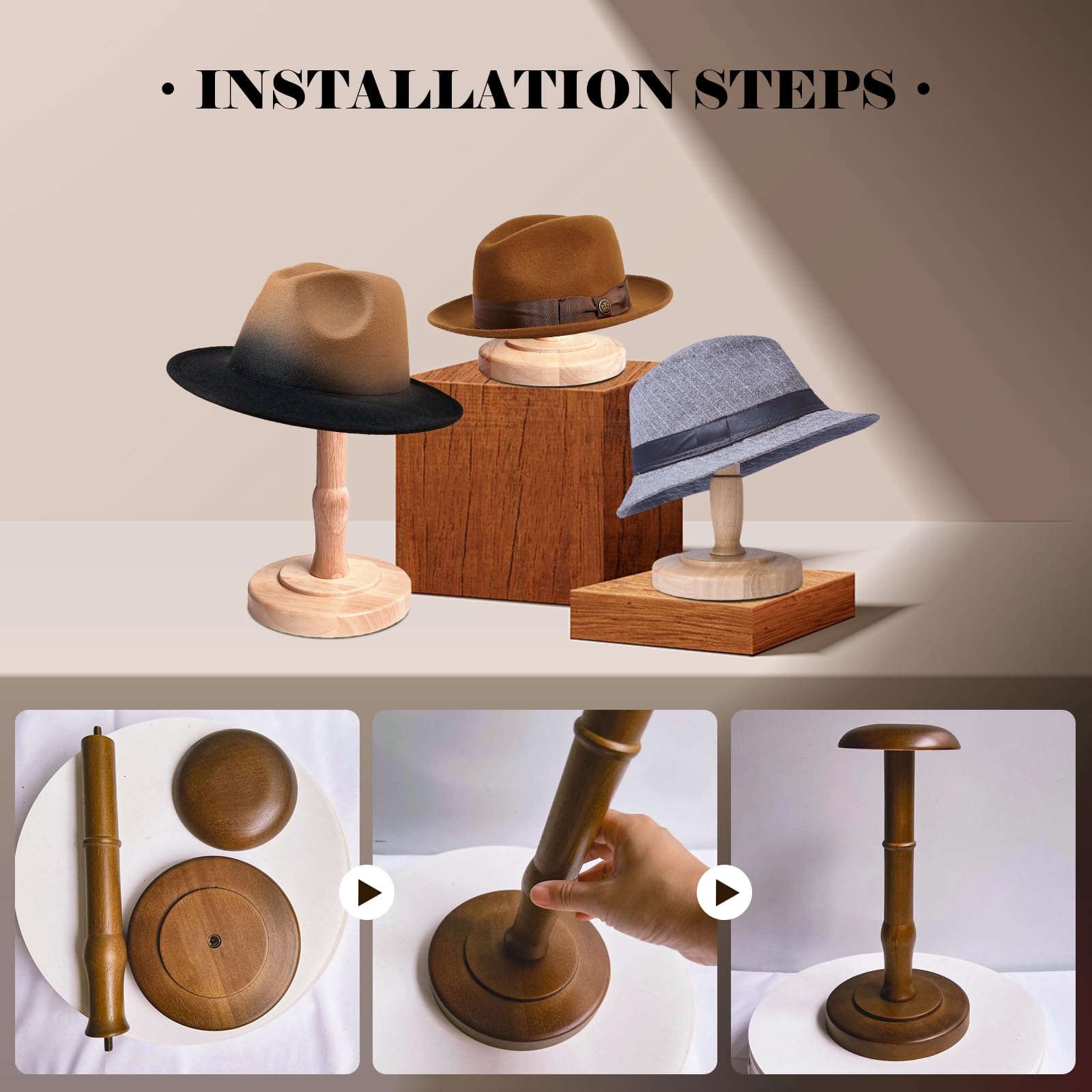 Amazon｜CHADWICK 帽子スタンド 木製 ナチュラルカラー Mサイズ 高さ