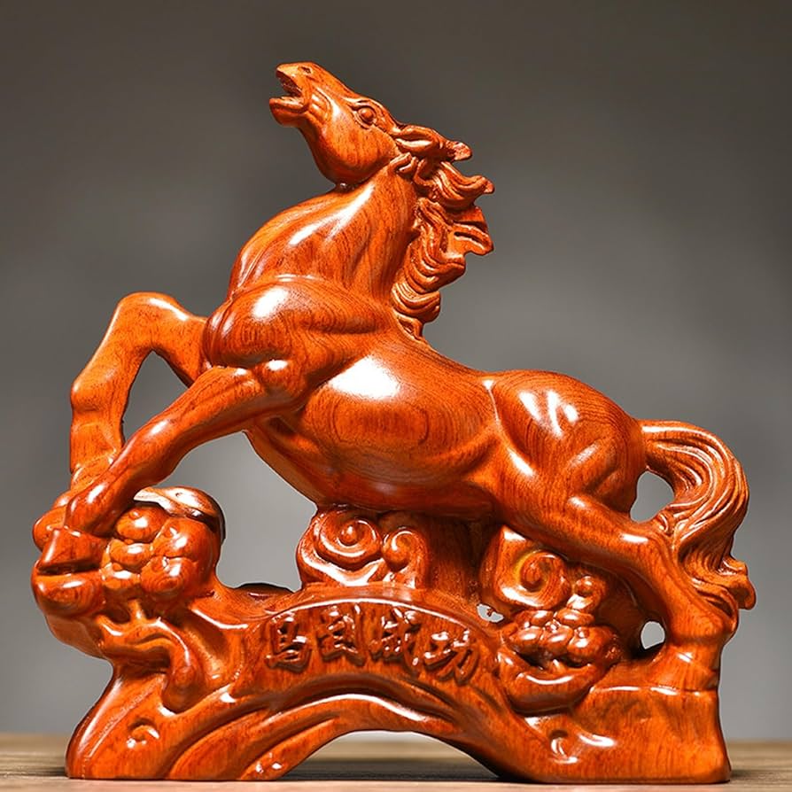 Amazon.co.jp: 馬の彫像 風水置物 木彫り うま ウマ 風水馬 金運アップ