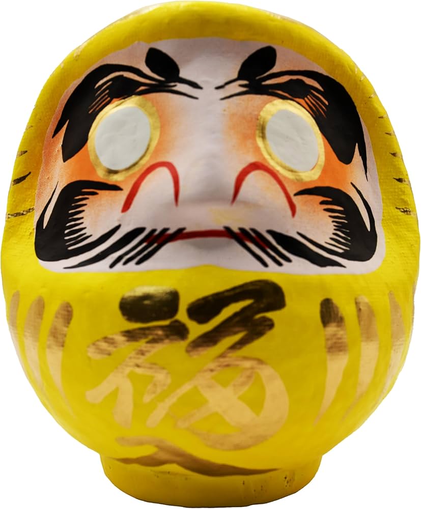 Amazon.co.jp: 高崎だるま 黄 11×10×9 福入 財運 名誉 幸運 赤顔 達磨