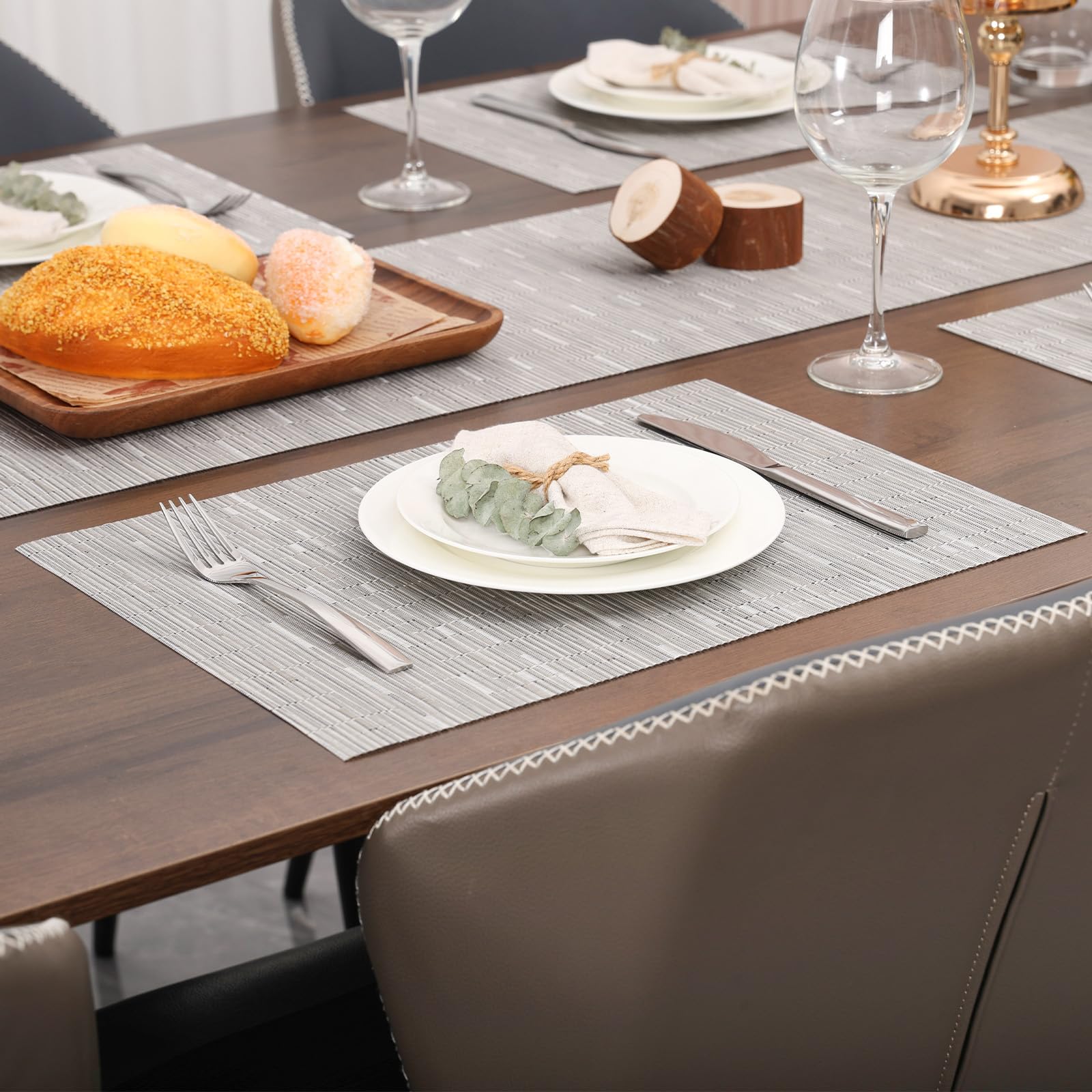 Amazon.com: Myir JUN Placemats Set of 6, Vinyl Woven Placemats