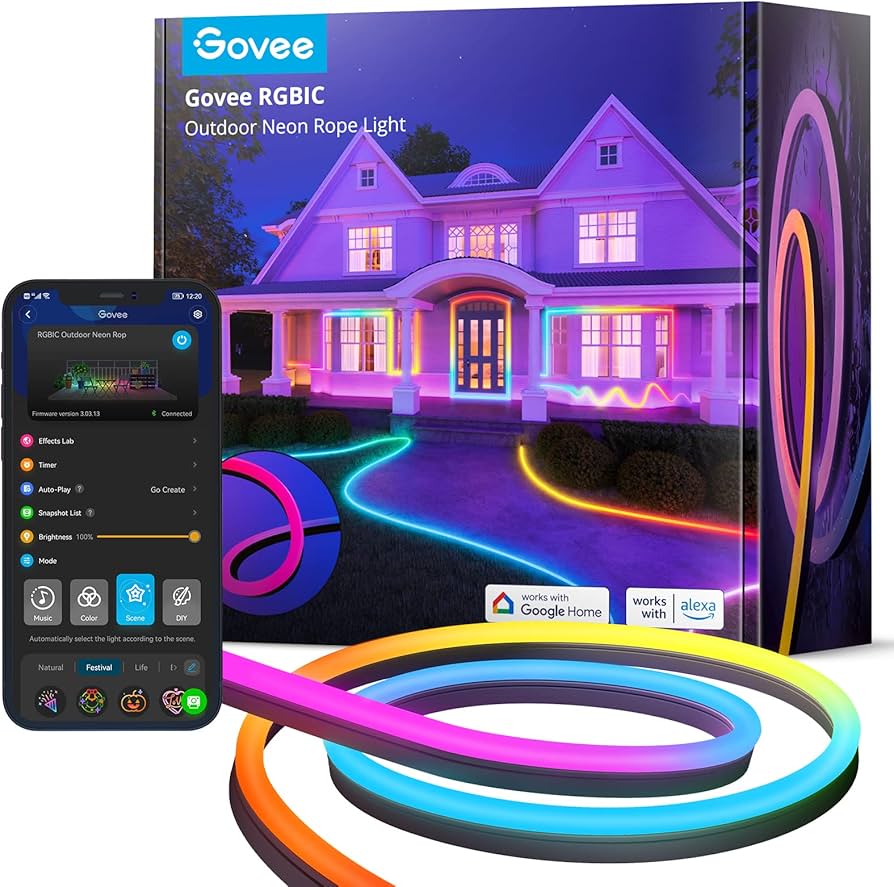 Amazon.com: Govee Outdoor Neon Rope Lights, 32.8ft RGBIC IP67