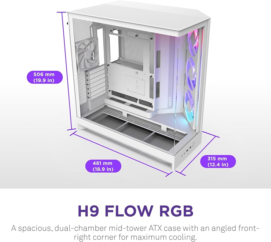 Amazon.com: NZXT H9 Flow RGB (2025) – Large Dual-Chamber ATX Mid