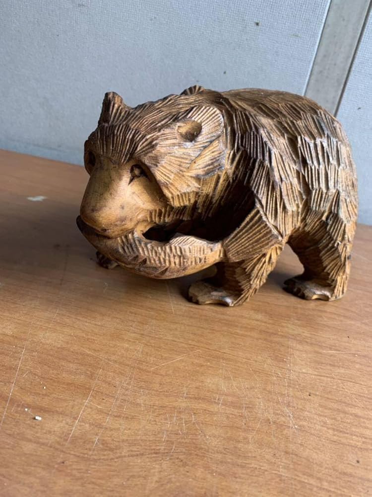 Amazon.co.jp: 熊置物オブジェ木彫りの熊北海道民芸品彫刻木彫アイヌ