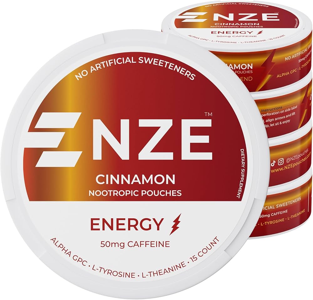 Amazon.com: NZE Caffeine Nootropic Pouches (Cinnamon) - Energy