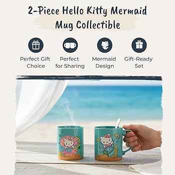 Amazon.com: Blue Sky Clayworks Hello Kitty Mermaid Mug Set of 2